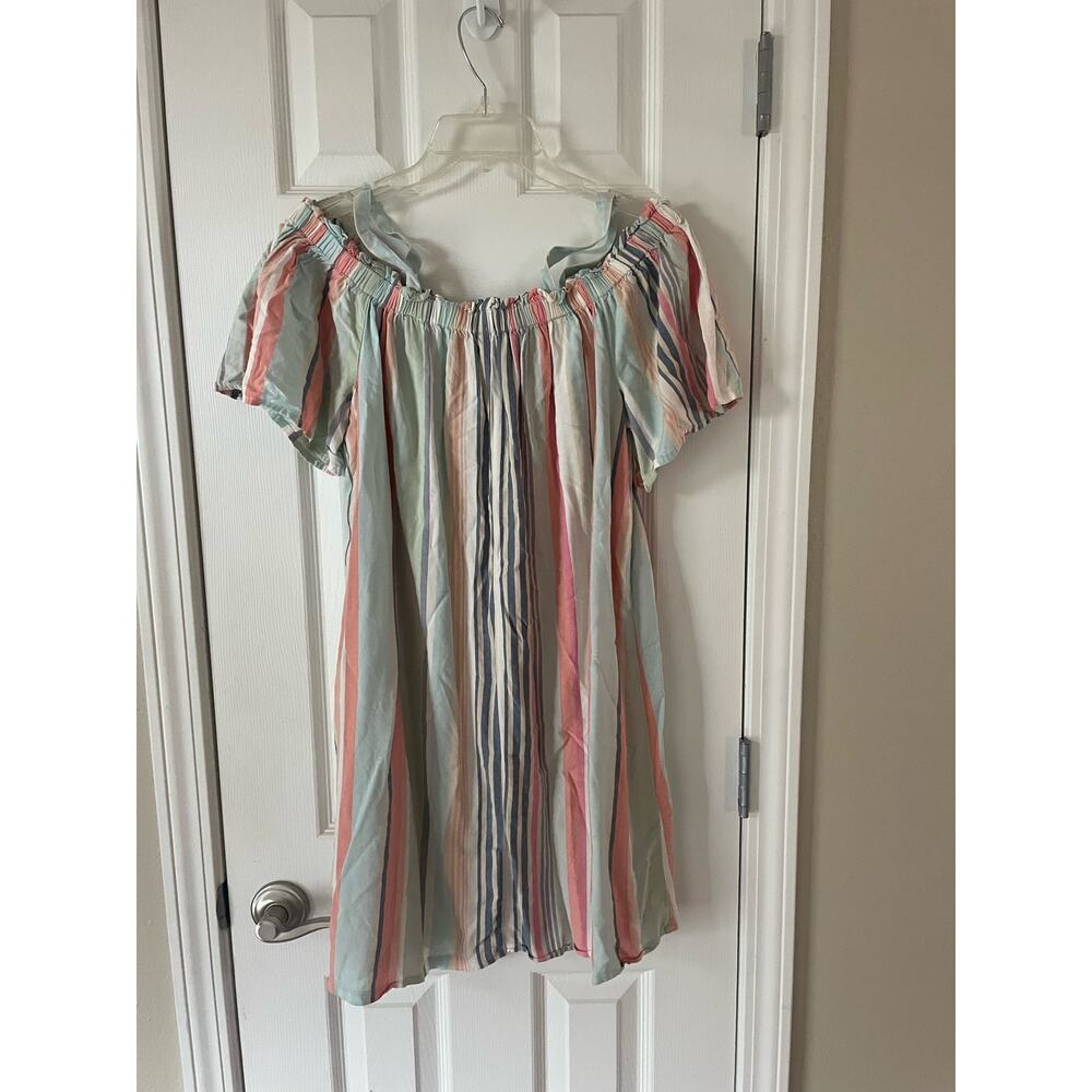 Payton and Parker Striped Off Shoulder Dress, $25, Size L, B52